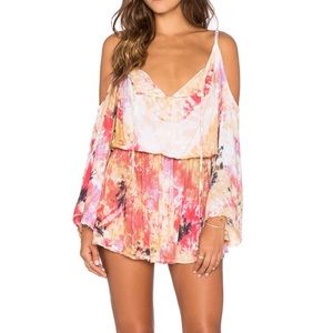 Kauai Mini Off Shoulder Dress Pink Tye Dye Tiare Hawaii  sz S/M